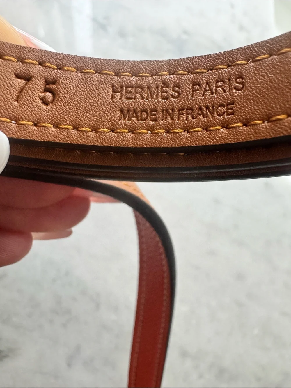 Hermès Orange and gold belt with a classic lock